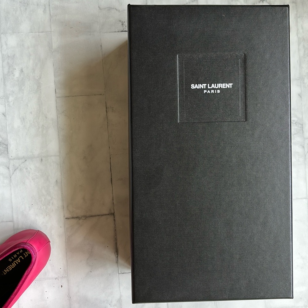 Saint Laurent Raspberry Dance Leather Ballet Flats - Picture 2 of 16